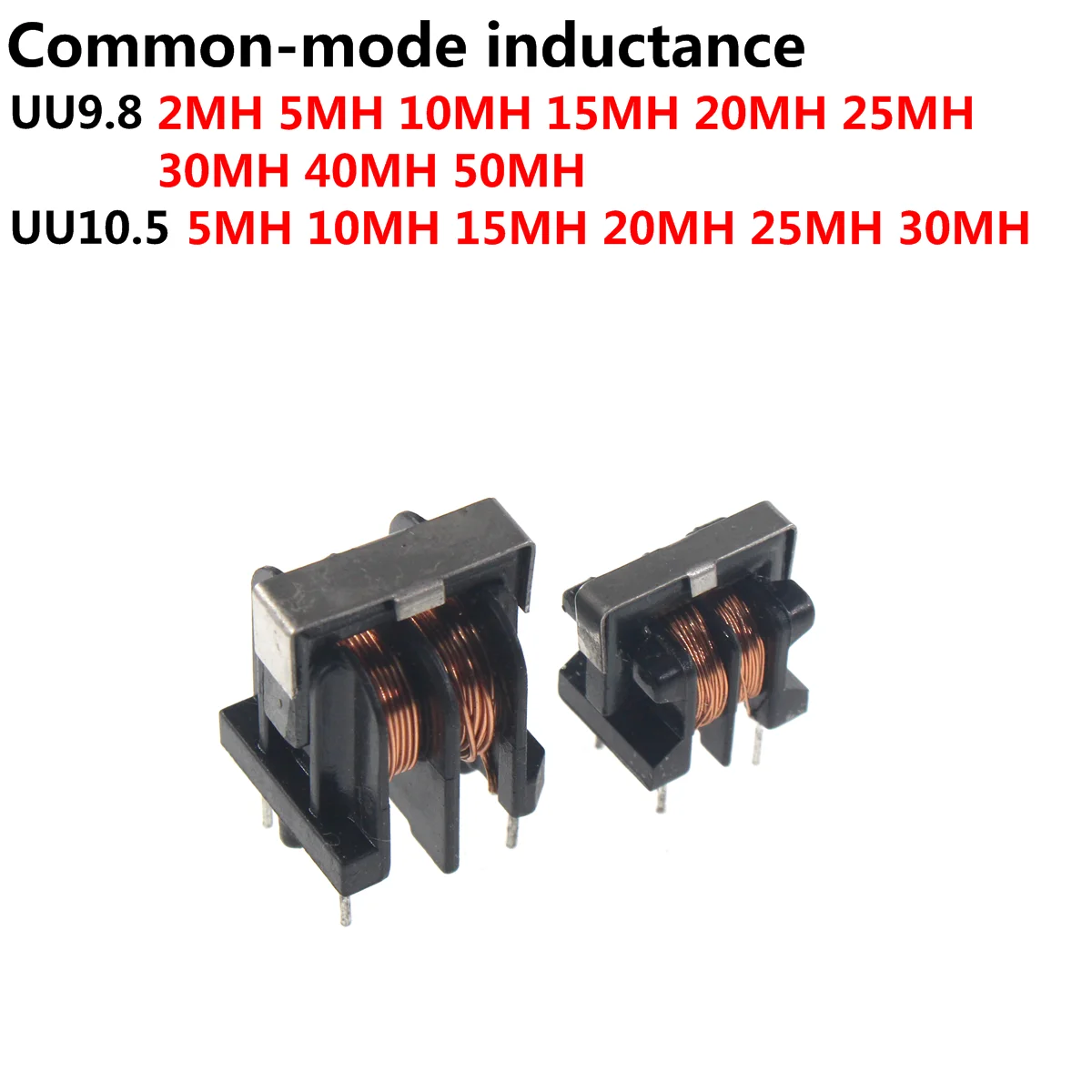 

5PCS UU9.8 UF9.8 UU10.5 UF10.5 Common Mode Choke Inductor 10mH 20mH 30mH 40mH 50mH For Filter Inductance Pitch 7*8mm Copper wire