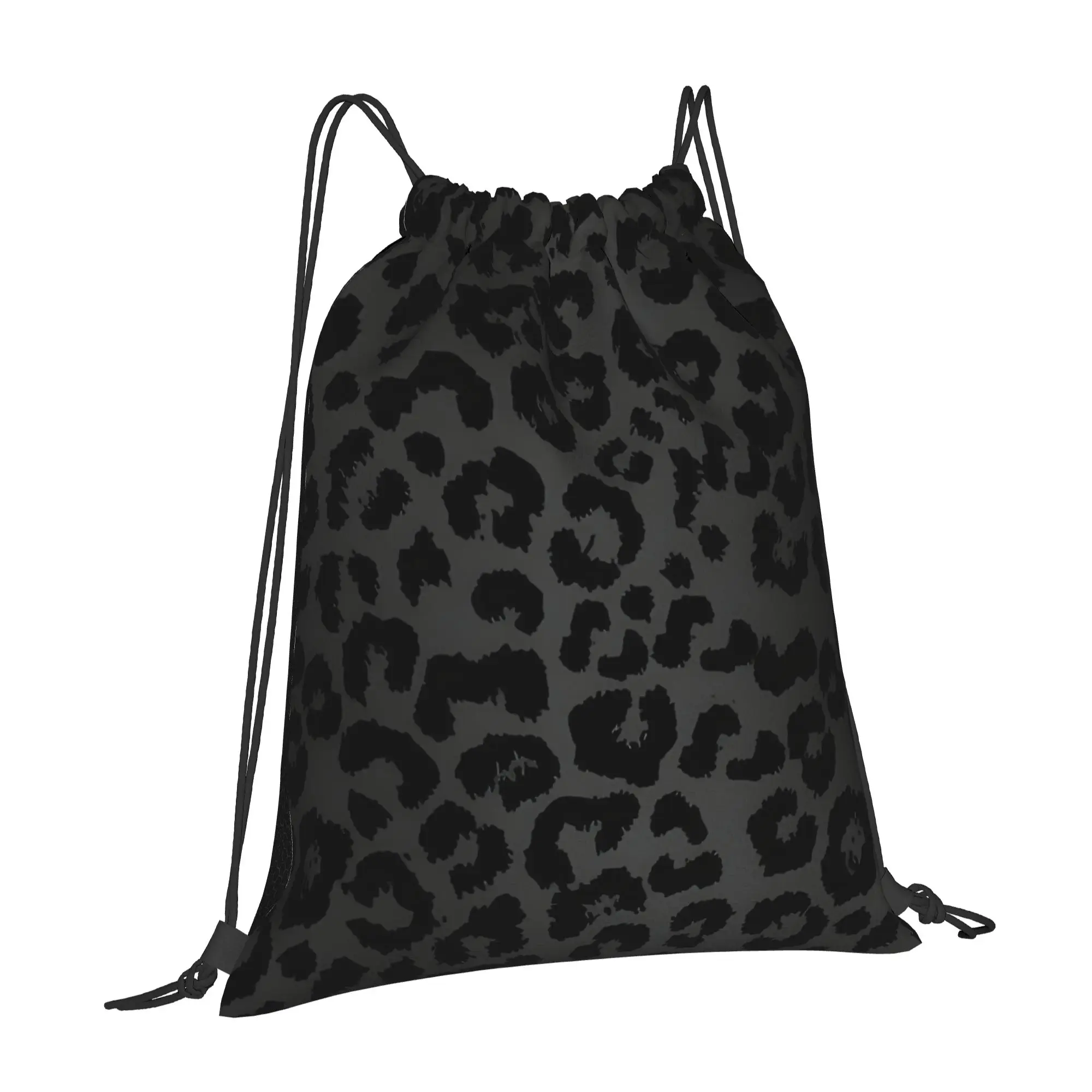 Black Leopard Cheetah Leopard Print Multi-function Pocket Men Women Storage Backpack Teenager Travel Bag Print Drawstring Bags