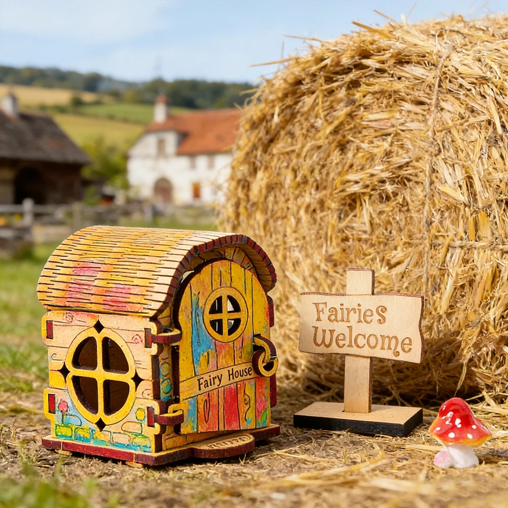 

DIY Wooden Fairy House Wooden Puzzle Kit Educational Toy Handmade Mini Fairy House Desktop Decoration Fairy Garden Accessories