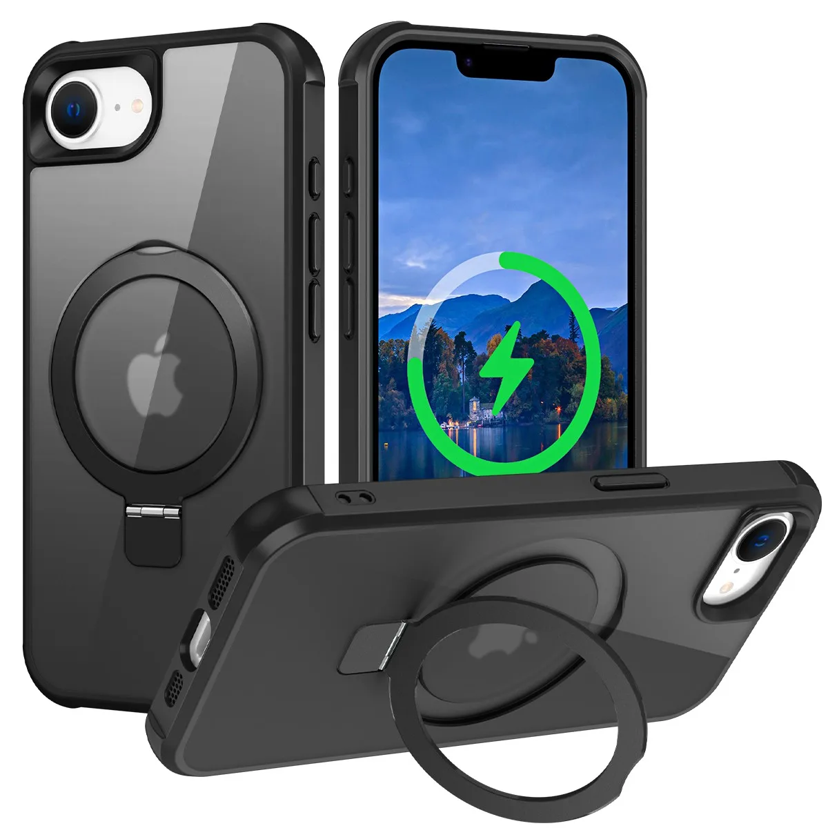 For iPhone 16e Phone Cover Within Magnetic Stand, Compatible With MagSafe Shockproof Slim Translucent Matte Phone Case