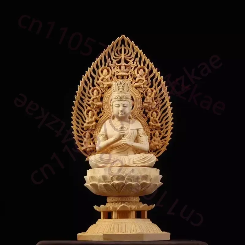 Sacred Solid Wood Sculpture, Medallion, Gautama, Patron Saint of Harmony and Prosperity, Embellishing Feng Shui