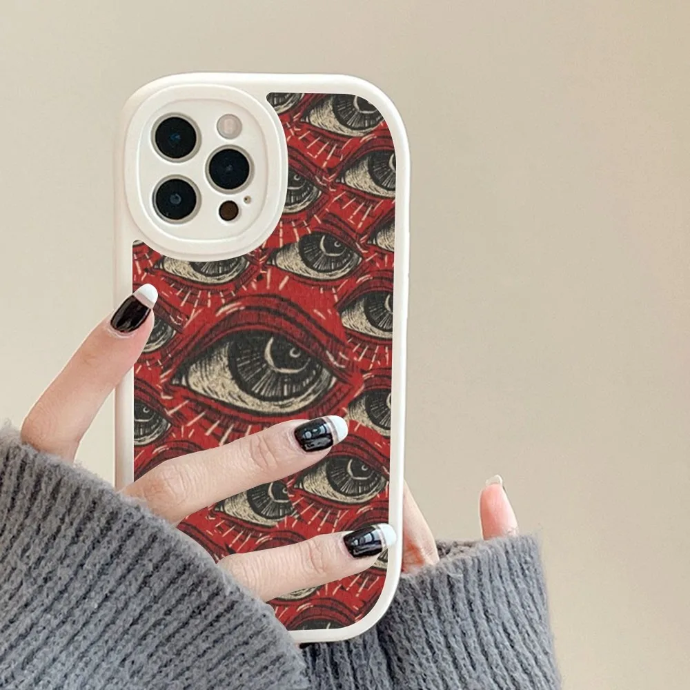 Scary Face Eyes Phone Case Hard Leather For iPhone 14 13 12 Mini 11 14 Pro Max Xs X Xr 7 8 Plus Fundas