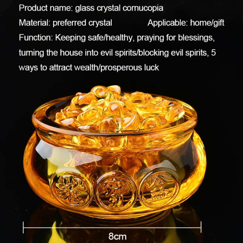 Gold Ingot Glass Crystal Wind New Home Gift Topaz Cornucopia Ornament