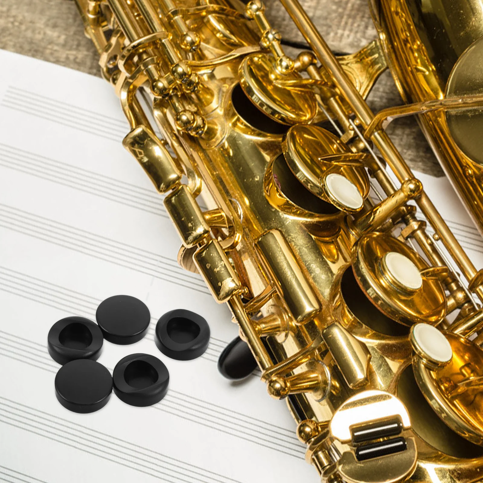 

5pcs Saxophone Thumb Rest Black Plastic Alto Sax Repair Button Comfortable Grip Durable Key Control Easy Installation For Alto