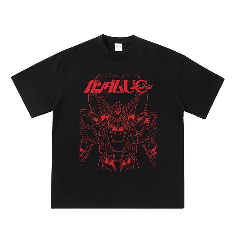 T-shirt a maniche corte giapponese retrò Anime Mobile Fighter Gundam Unicorn Estate Nuovi uomini e donne Streetwear