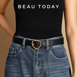 BEAUTODAY Y2K Belt Women Genuine Cow Leather Heart Design 2024 Fashion Gifts Jean Dress Accessories Handmade 91047