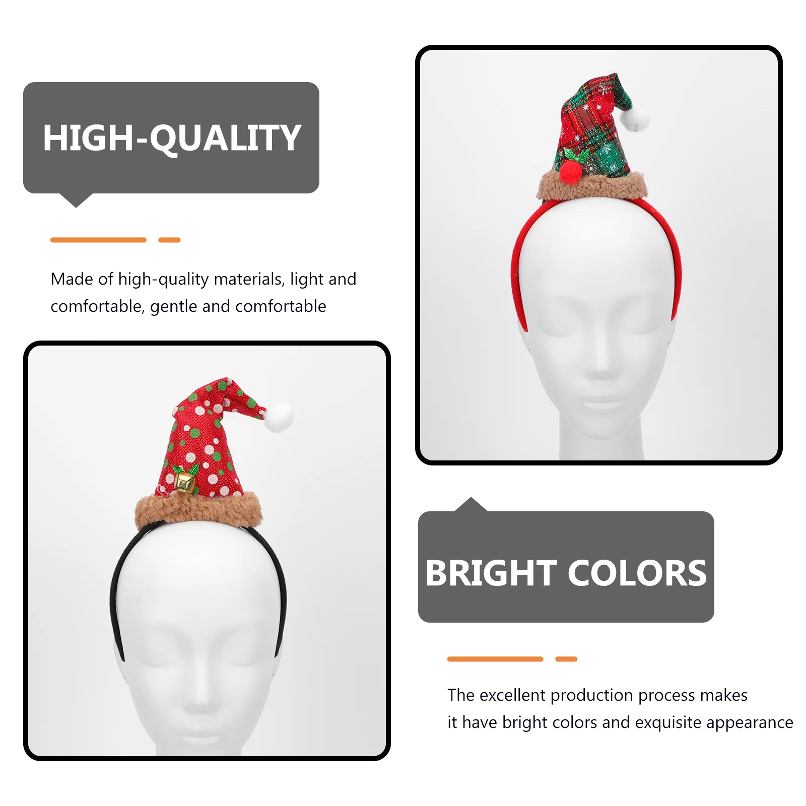 

2 Pcs Hair Accessories Christmas Hat Headband Miss Headbands for Girls Party Flannel