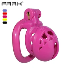 FRRK Lightweight Plastic Chastity Cage Device with Cobra Opening 4 Penis Rings Long Time Wear Bondage Gear BDSM Sex Toys for Men