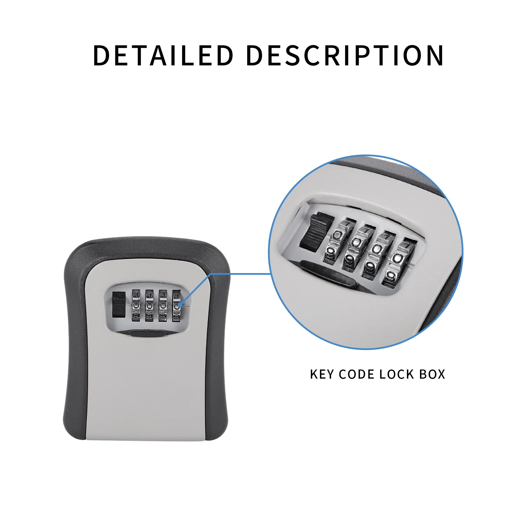 A25P Key Lock Box Wall Mounted Key Safe Box Weatherproof 4 Digit Combination Key Storage Lock Box Indoor Outdoor
