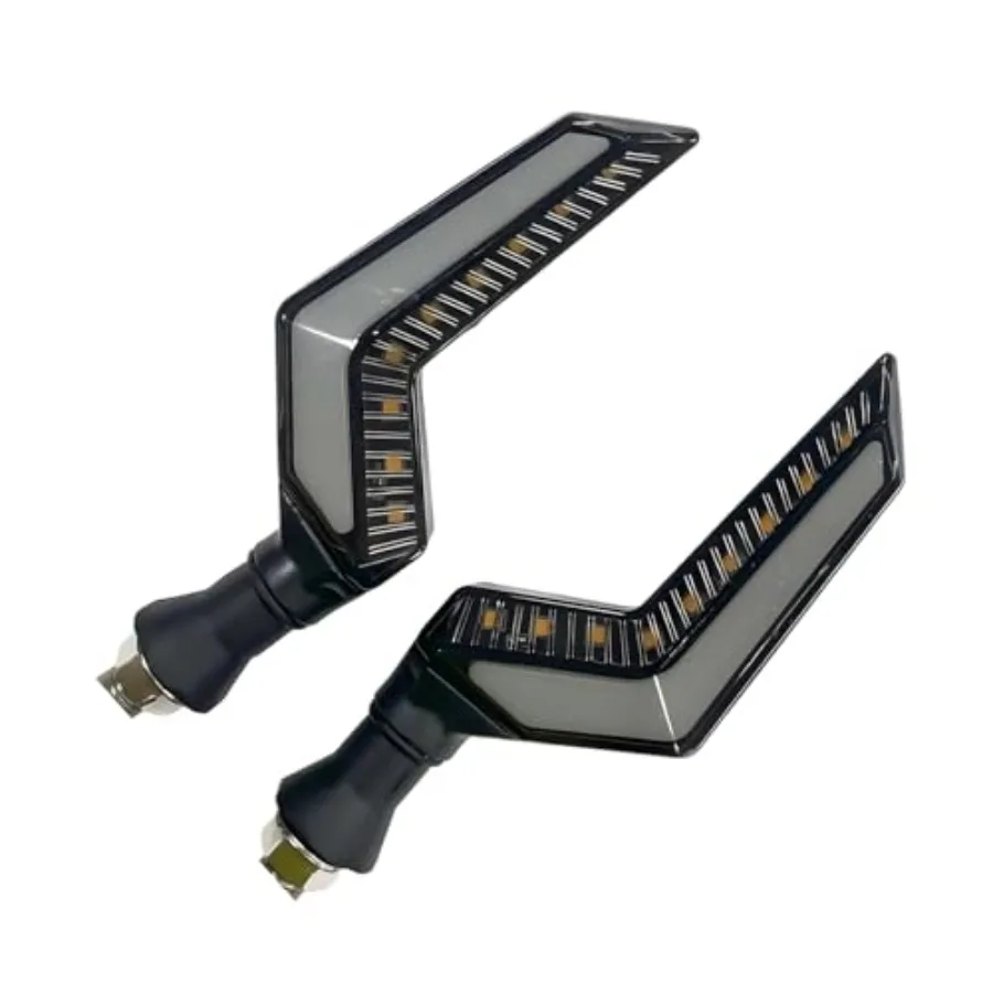 

【Spot goods】2 PCS Motorcycle LED Turn Signal Lights 12V Blade Shaped Yellow Turn Indicator and Red Daytime Running lights Cool