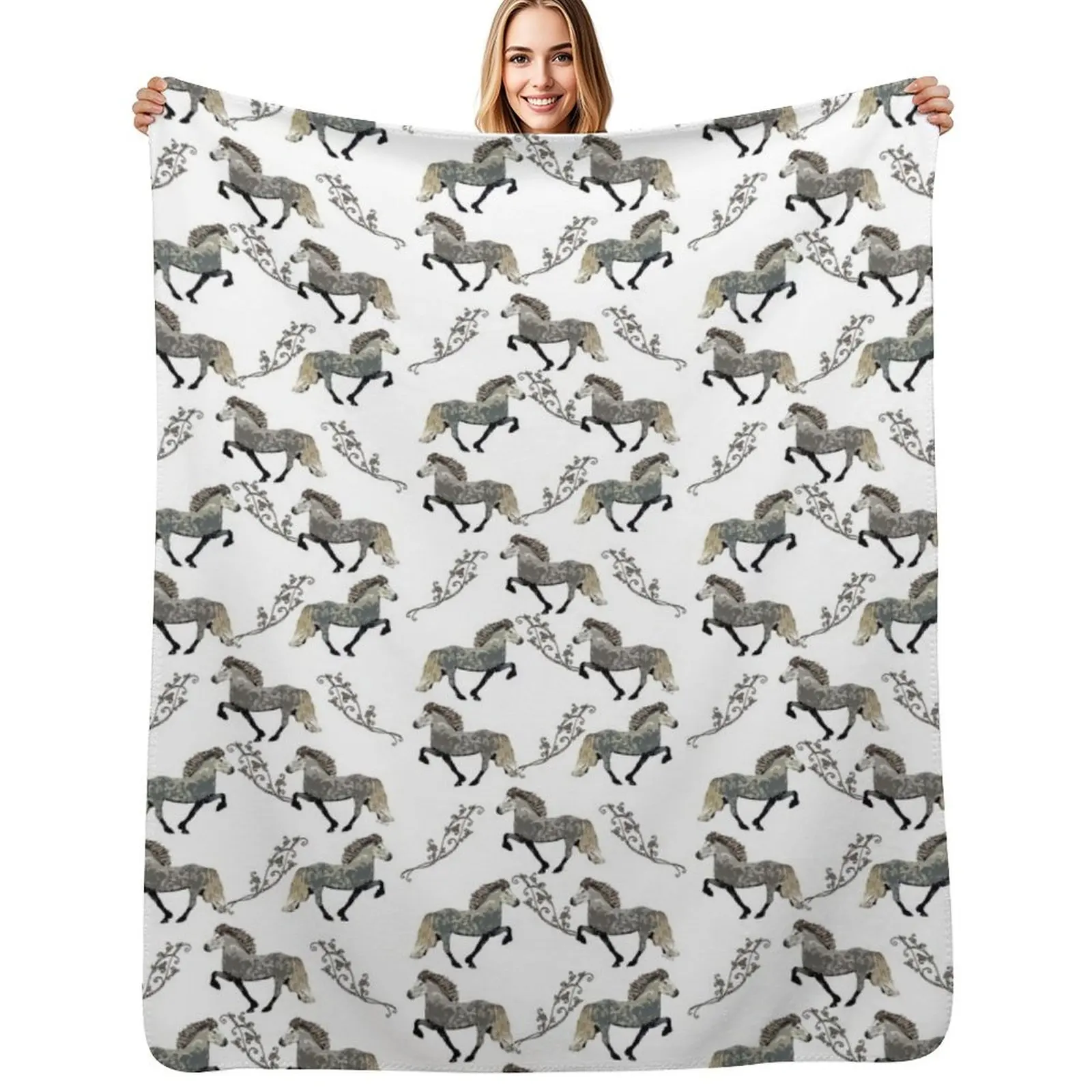 

Astrid ~ Icelandic Horse Throw Blanket Luxury Thicken Fashion Sofas Luxury St Custom Blankets