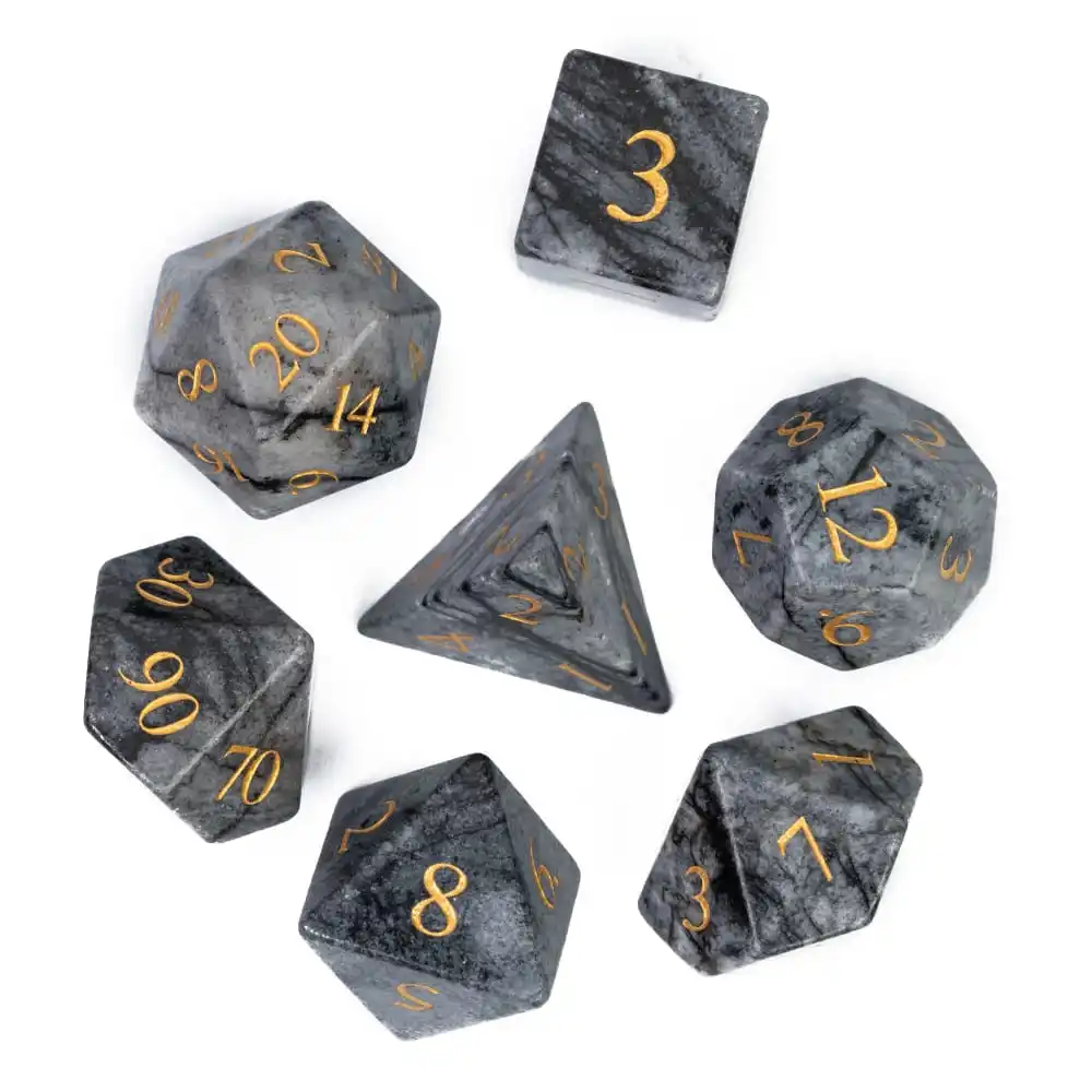 

Cusdie Network Stone Dice DND 7 шт., набор многогранных кубиков ручной работы 16 мм D4-D20, D&D, кубики с драгоценными камнями для ролевых игр, коллекция