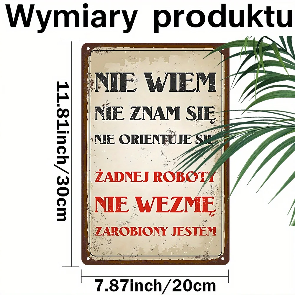1pc 2D Flat, Vintage Metal Sign, I Don't Know Don't Recognize, I'm Drunk, Funny Polish Sign for Garage Bar, Wall Art Decor