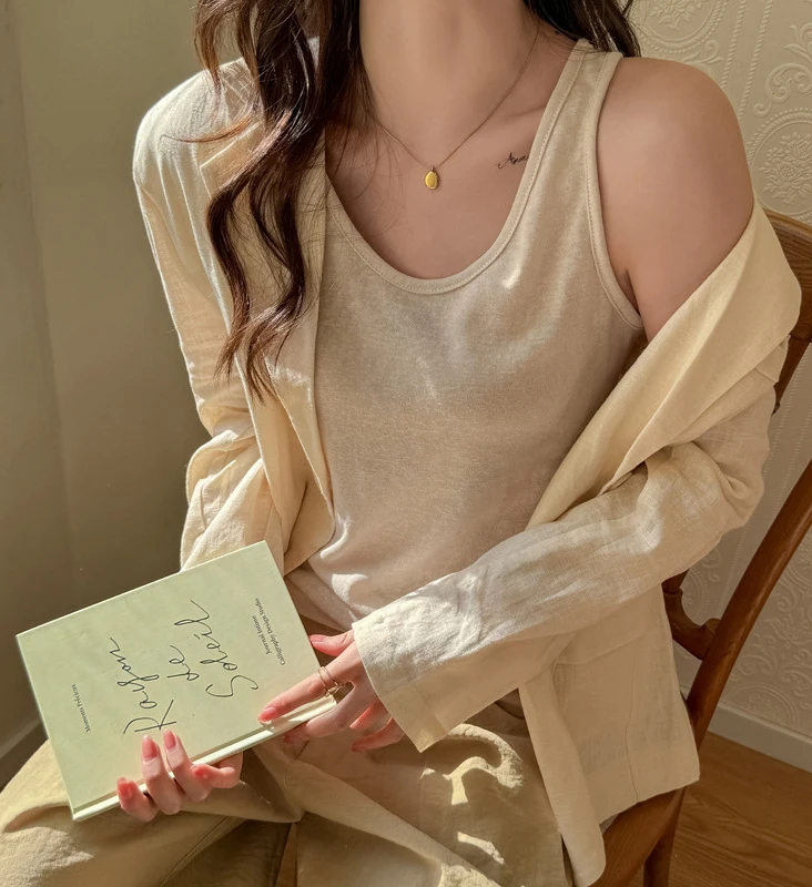 Korean Loose Daily Womens Soft Summer Beauty Back Tank Top Comfy Trendy Sleeveless Streetwear Sport Street Breathable Outerwear