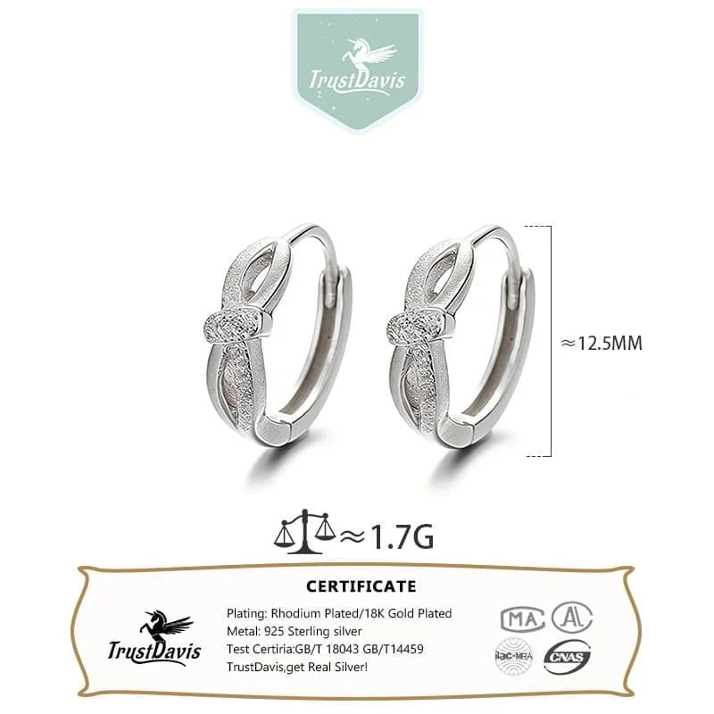 TrustDavis 925 Sterling Silver Twisted Knot Huggie Earrings Dainty Statement Minimalist Design Ideal for Edgy Modern StyleDS3942