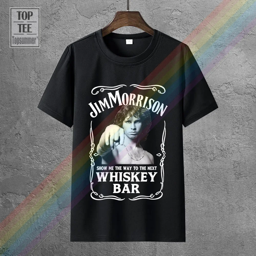 Fun Shirts Office Jim Morrison Show Me The Way To Next Whiskey Bar Doors Logo Men\'S T-Shirt O-Neck Short-Sleeve Tee For Men