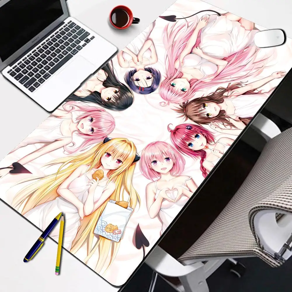 

To Love-Ru Rubber Mouse Pad HD Printing Keyboard Desk Mats Kawai Cute Girl Non-Slip Desk Mat, XXL90x40cm