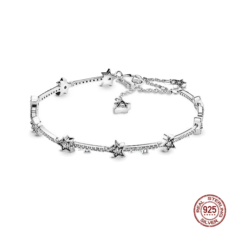 Women's Simple Chain Bracelet 925 Sterling Silver Sparkling Star Red Firecracker Bracelet Exquisite Charm Fashion Jewelry Gift - view 2