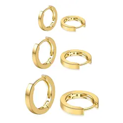 Shevalues 3 Pairs Hoop Earrings Set for Women 14K Gold Plated Men Jewelry Hypoallergenic Luxury Earrings Decoration for Ladies