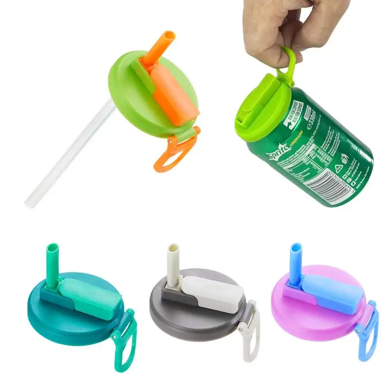 

4pcs Silicone Can Lids with Straw Soda Water Silicone Lids Silicone Sealing Cover Beverage Beer Can Lids Drinkware Accessories