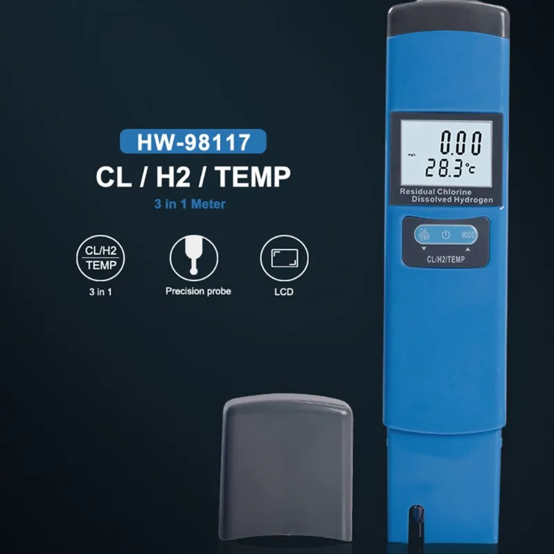 A74E-High Accuracy Digital Water Quality Tester H2/ORP/Temp Meter Chlorine Hydrogen Tester For Drinking Water Swimming Pools