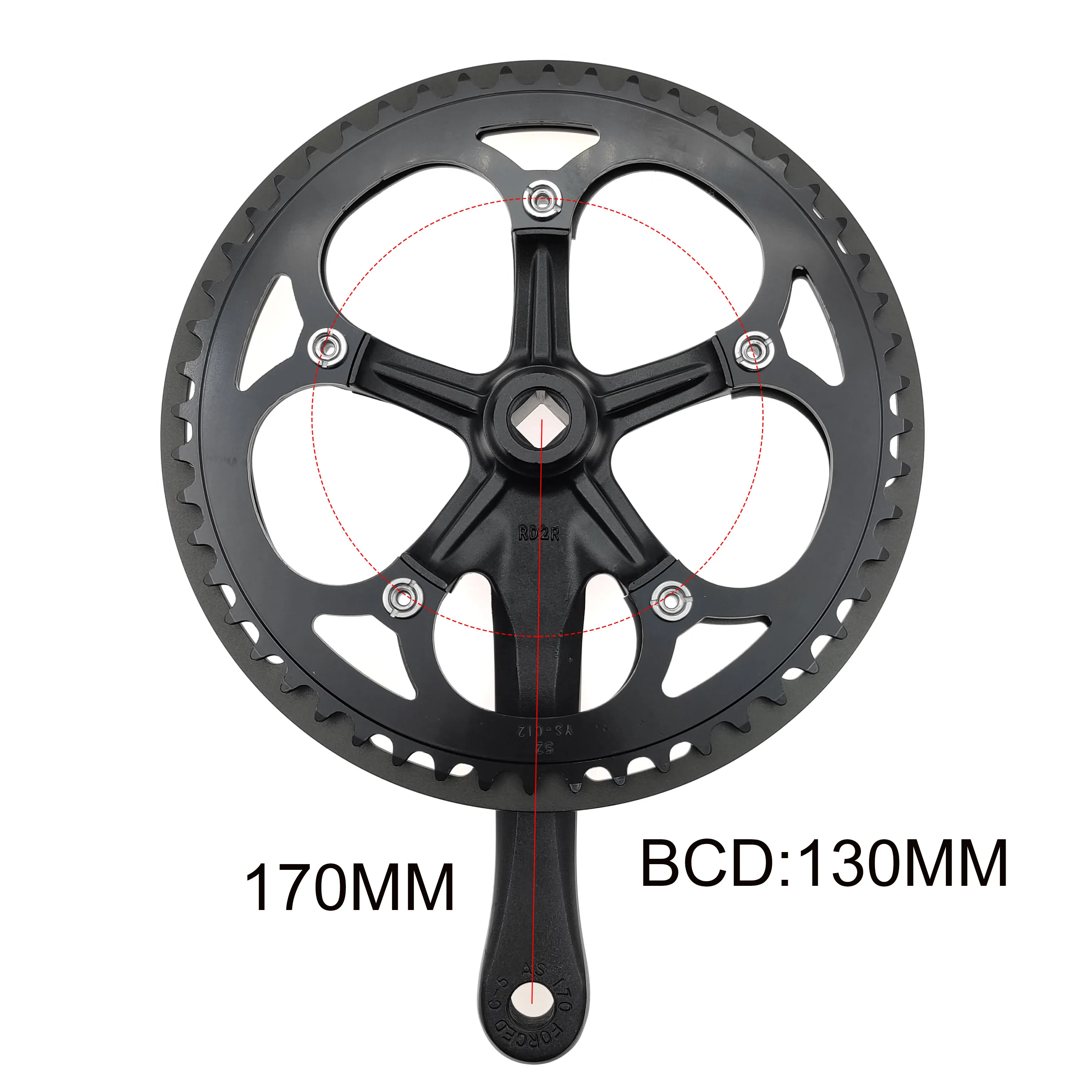 52T Single Speed 170mm Road Bike Folding Bicycle Crankset Aluminum alloy Bike Crank Set Chainwheel Sprocket Gearwheel Accessory