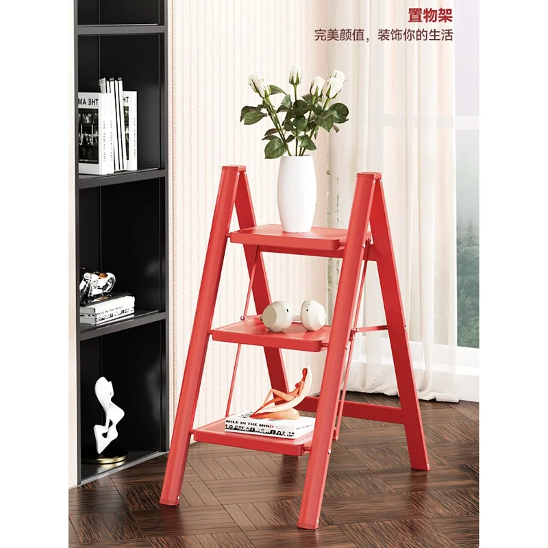 Color European tide household folding herringbone ladder widening pedal multifunctional thickened carbon steel safety ladder