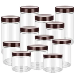 10Pcs Storage Jars With Coffee Colored Lid Multi-size Empty Food Sealed Jar Clear Plastic Grain Tank Candy Cookie Packaging Cans