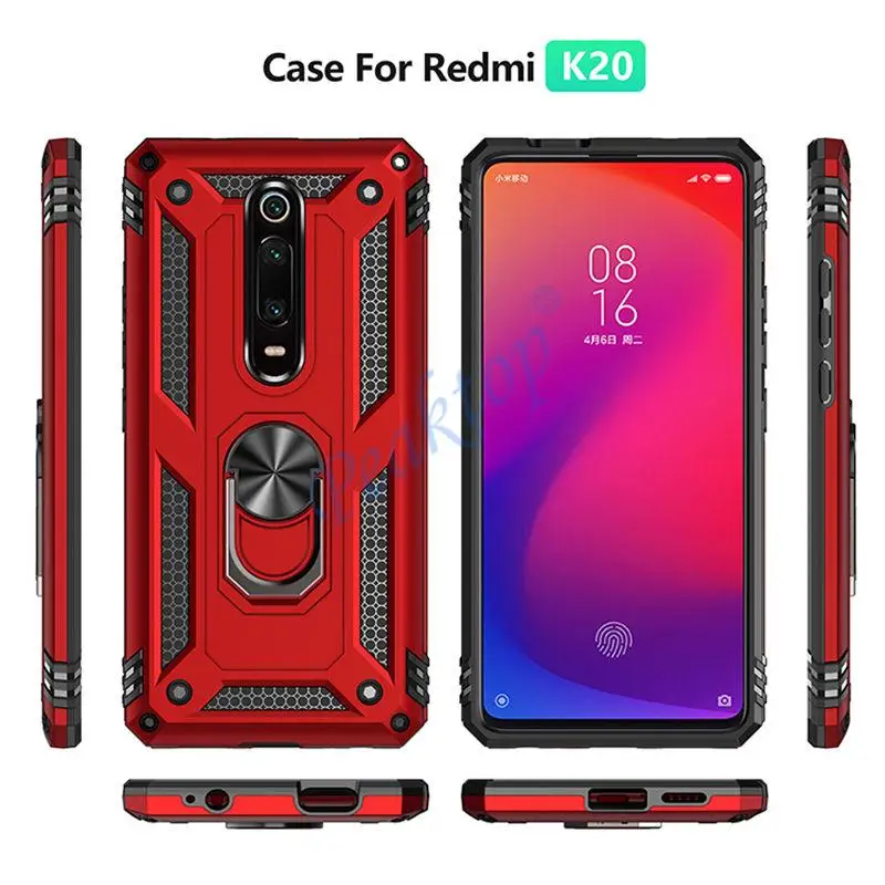 Armor Magnetic Case For Xiaomi Redmi K20 Pro K30 Mi9T Mi9 Mi 9T CC 9E SE CC9 Pro A3 Lite Note 7 8 8T 10 7A 8A Ring Holder Case