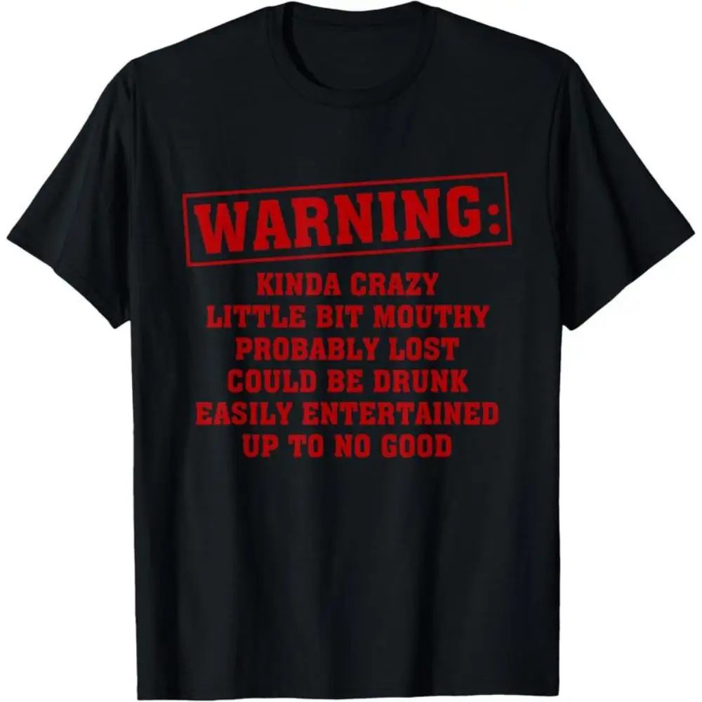 

Funny Warning Graphic Tee Women S-3XL Plus Size Kinda Crazy Quote T-Shirt Loose Fit Short Sleeve Summer Party Casual Top