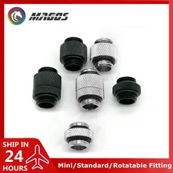 M-M Water Cooling Butt Fitting Mini Reservoir - Pump Connector / Standard / Rotatable 360° G1/4'' Thread, Black /Silver