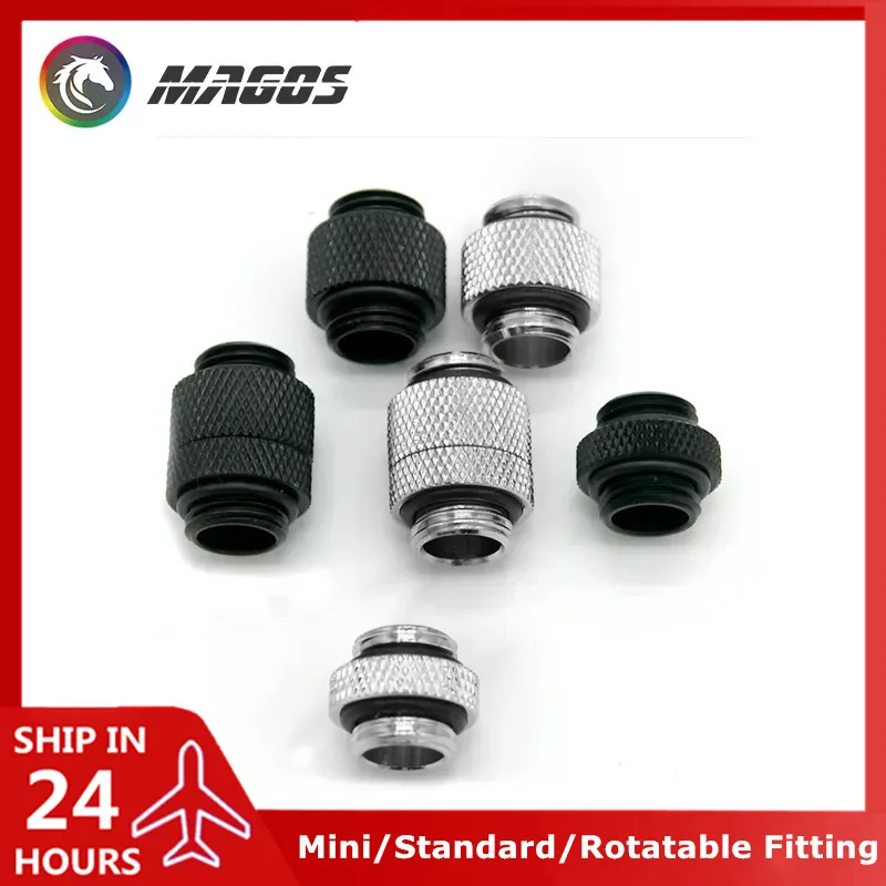 M-M Water Cooling Butt Fitting Mini Reservoir - Pump Connector / Standard / Rotatable 360° G1/4'' Thread, Black /Silver 