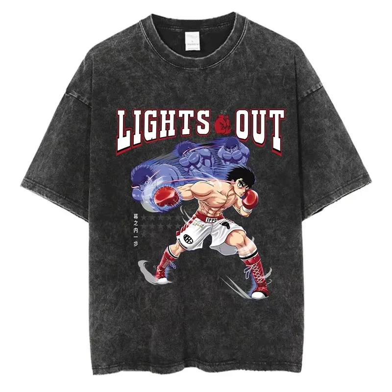 2026 New Hot Summer Cotton Washed T-Shirt Hajime No Ippo Kamogawa Boxing Gym Loose T Shirts Men Women Y2K Hip Hop Summer Top Tee