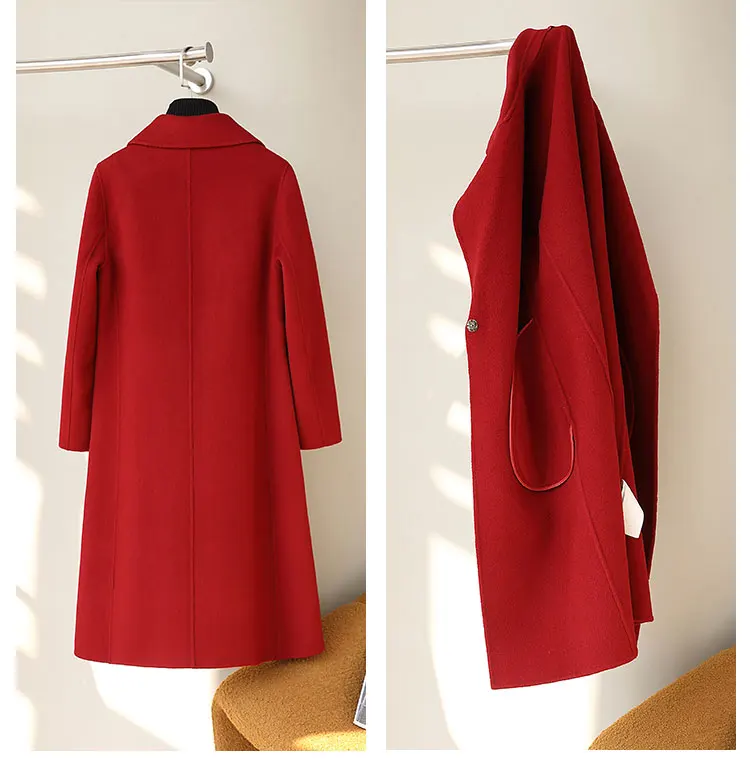 Autumn Winter 100% Double-sided Cashmere Ladies High Quality Wool Coat Comfortable and Warm Solid Color Wool Intimate Outdoor