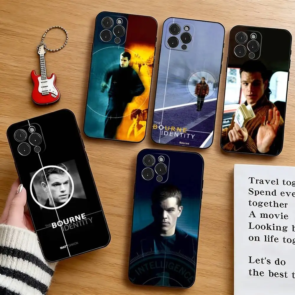 Funda de Silicona Negra para iPhone 17, 16, 15, 14, 13, 12, 11 Plus, Pro Max, XS, con Diseño de la Película The Bourne Identity