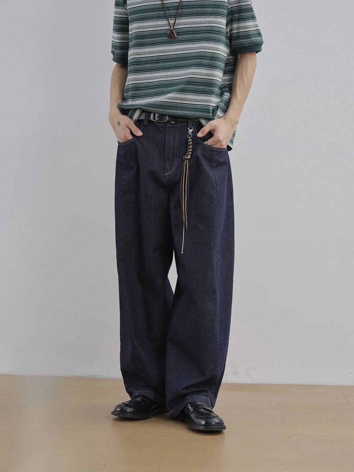 

Loose Straight Leg Blue Jeans Men's Spring Autumn New Style Wide Leg Pants Comfortable Polyester Cotton Blend Color
