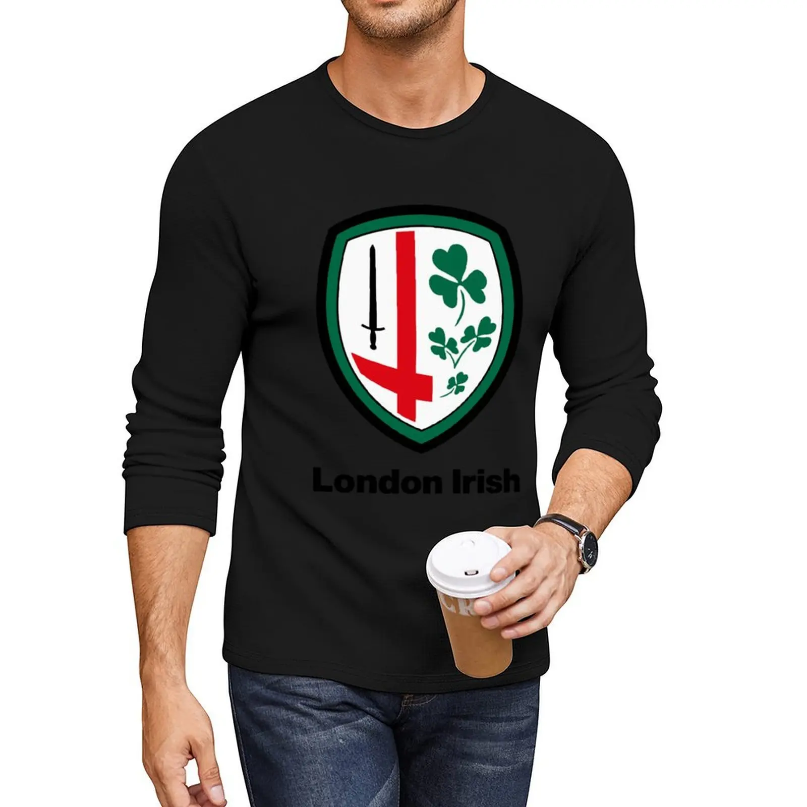 

London Irish Premiership Rugby Long T-Shirt vintage clothes sweat shirt slim fit t shirts for men