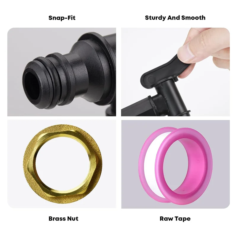 

ABMH-3Pcs 3/4In Water Butt Tap Plastic Snap-Fit Hosepipe Rain Barrel Water Butts BSP Thread Water Tap With Brass Nut