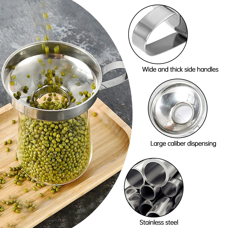 Stainless Steel Wide Mouth Funnel Salad Dressing Liquid Funnel Canning Funnel for Kitchen Use Filling Bottles Food Funnel