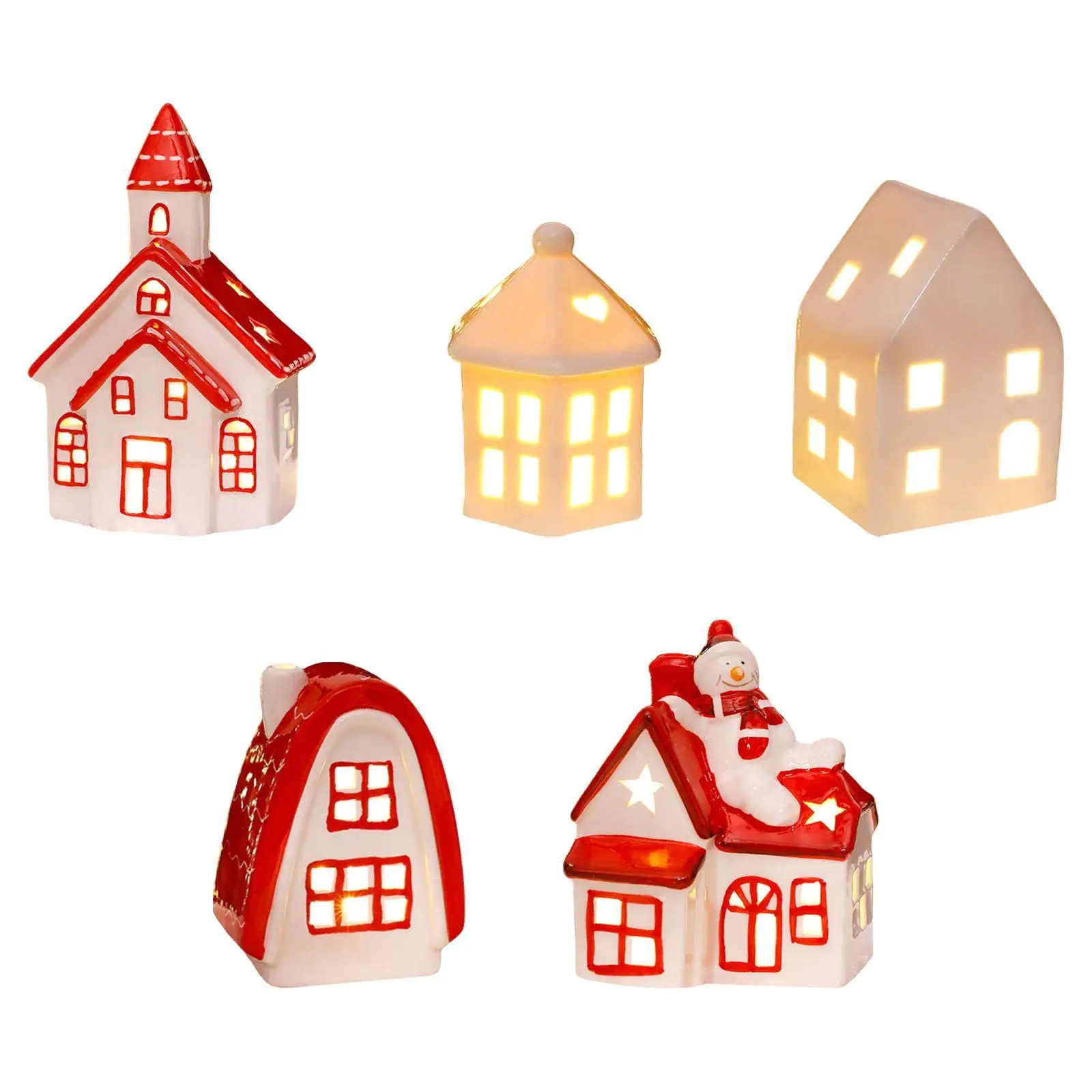 LED Light up Ceramic Decoration Winter Lighted up Christmas Village House