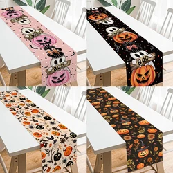 Halloween Table Runner Pumpkin Bat Happy Halloween Party Decor Skull Boo Table Cover Birthday Party Supplies Kids Party Decors