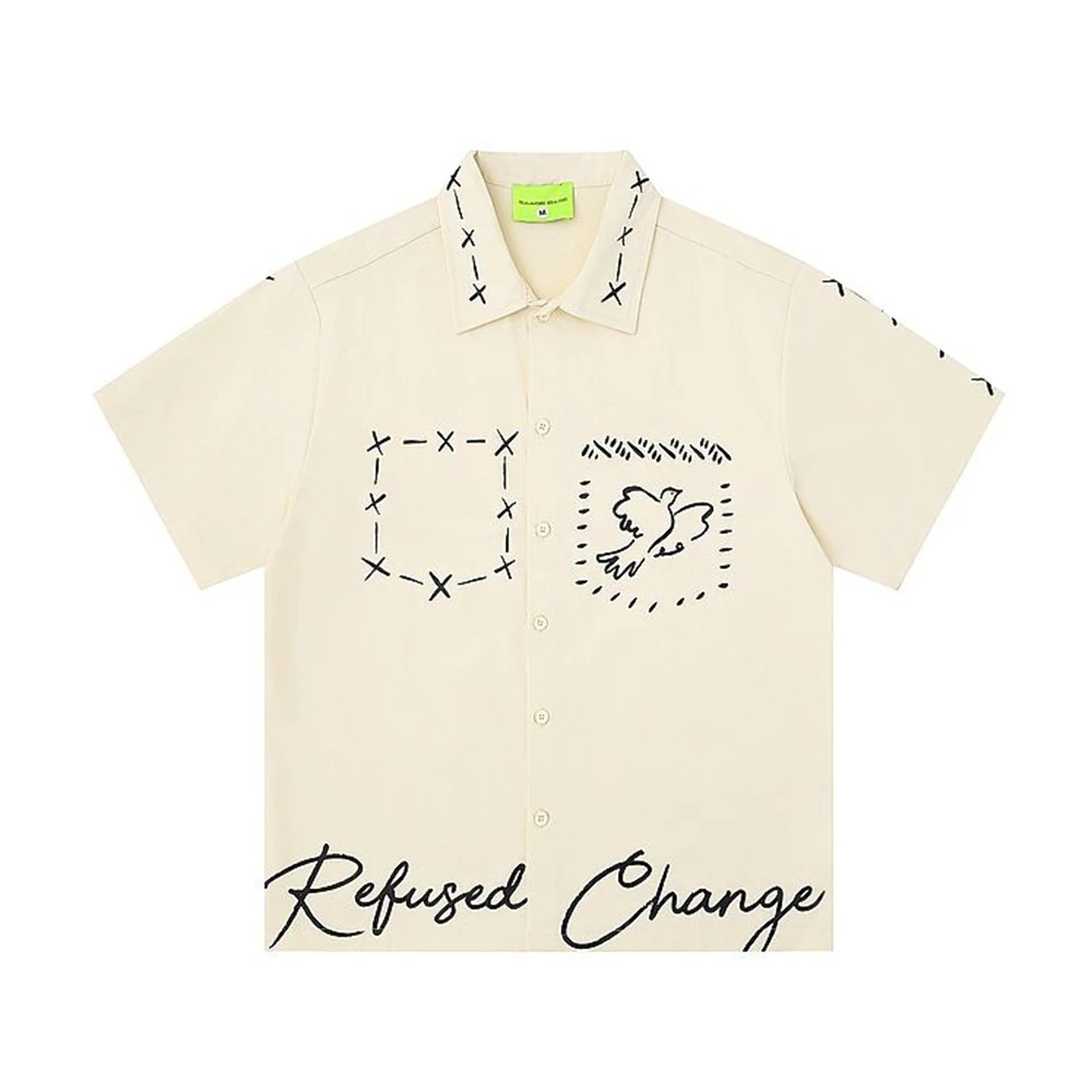 Y2k Animation Graffiti Print Couple Shirt Genderless Streetwear Fashion Youth Hawaiian Beach Vacation Short-Sleeve Top Unisex