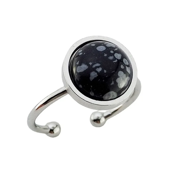Cincin baja tahan karat batu alam warna-warni antik untuk wanita, cincin Boho hadiah perhiasan pernikahan dapat disesuaikan
