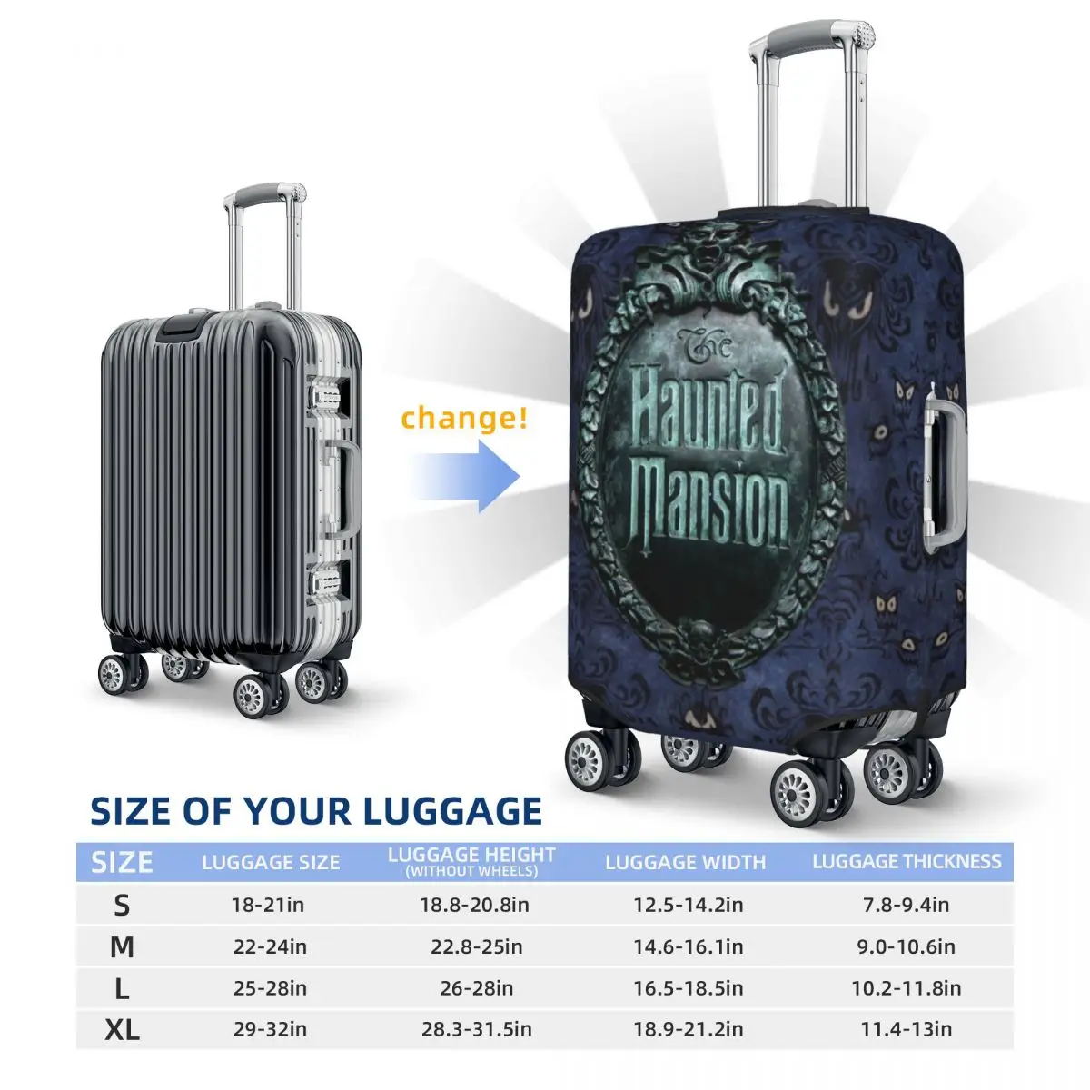 مخصص قصر مسكون شعار السفر غطاء الأمتعة الغبار برهان هالوين كشر أشباح غطاء حقيبة حامي صالح 18-32 بوصة #6