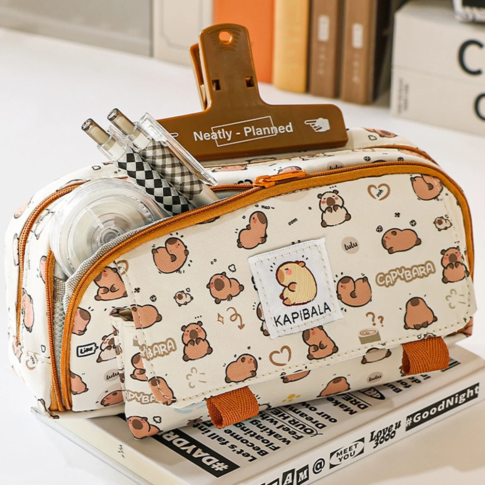 Estuche de lápices grande con cremallera, bonita caja de lápices Kawaii para niñas, bolsa de papelería portátil para la escuela, suministros de oficina