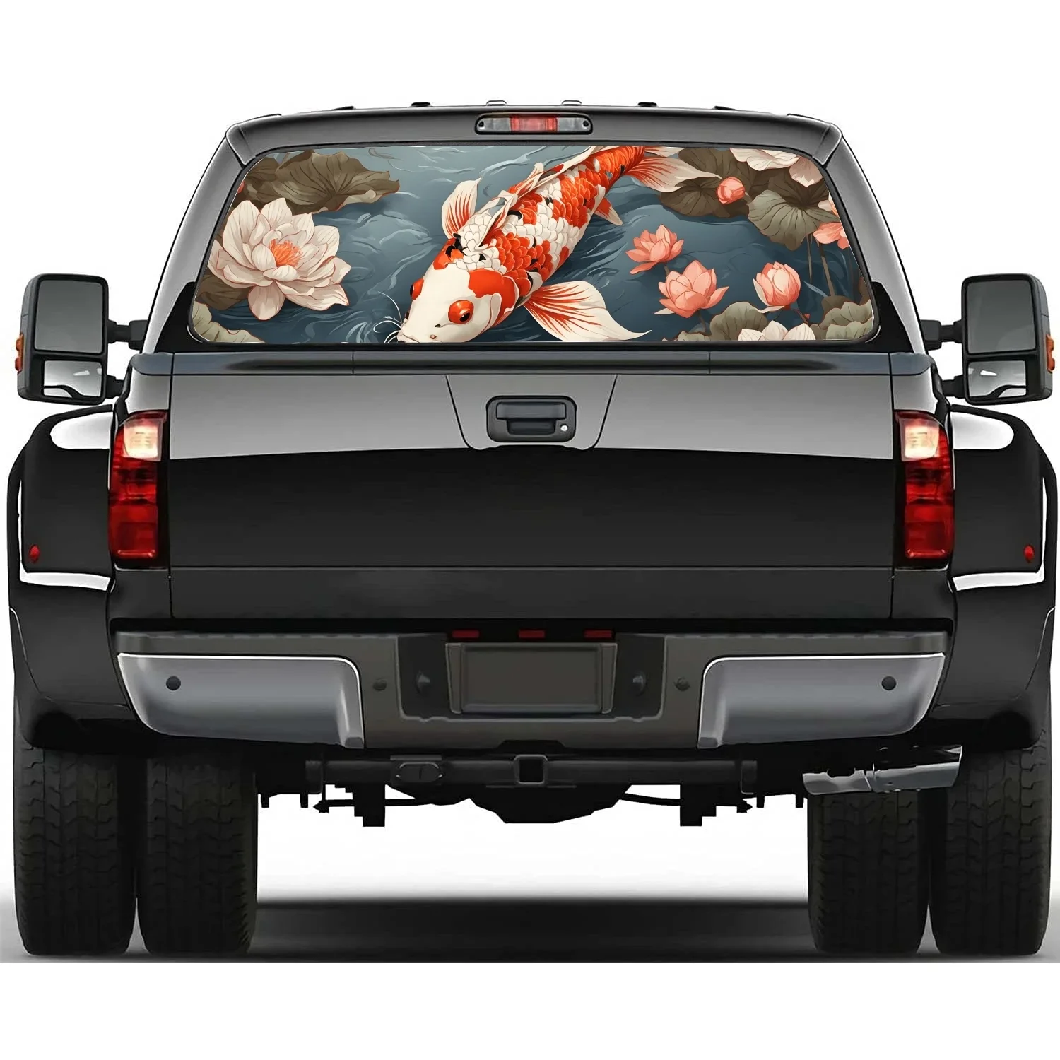 

Koi Flower Car Window Decal Sticker Graphic PVC Decorative Truck Sticker Perforated Vinyl GM Truck SUV Window Sticker