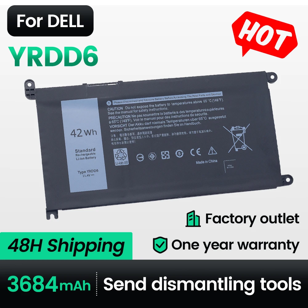 

Keyuan YRDD6 New 42Wh 3491 Lattop Battery 3501 For Dell 3590 3490 Vostro 3591|5490|5581 Latitude 3300/3379