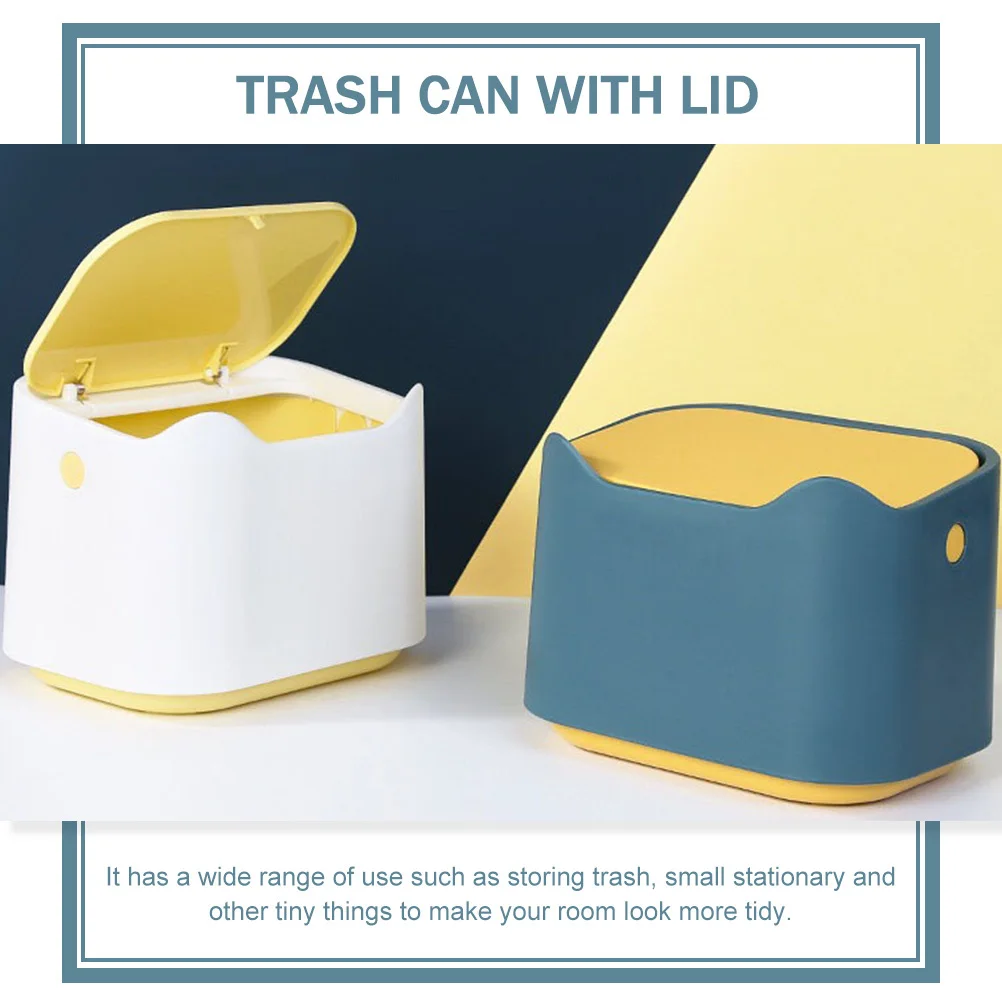 

Flip Top Trash Can Mini Plastic Waste Bin For Kitchen Bathroom Office Desktop Small Garbage Container Decorative Household