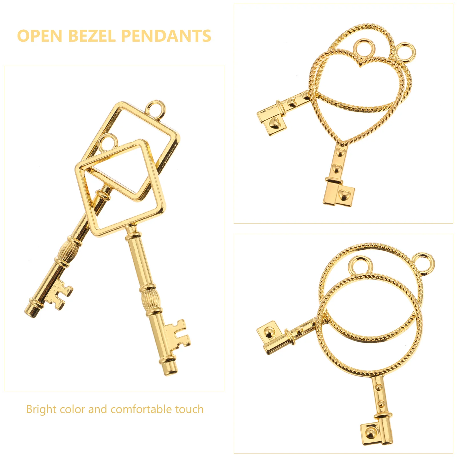 

6pcs Metal Frame Pendants Hollow Resin Charms Diy Epoxy Craft Bezel Pendant Open Back Alloy Key Chain Accessories For Jewelry