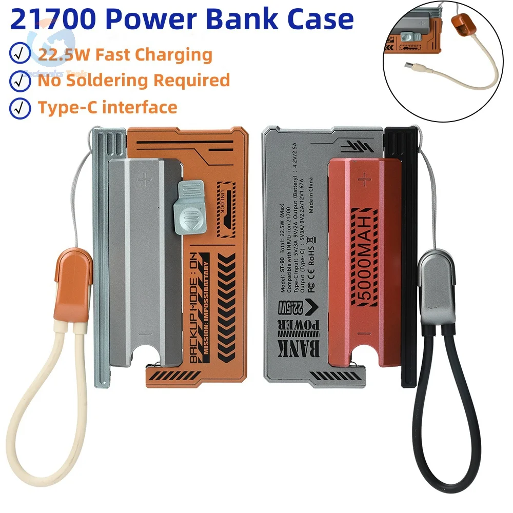 21700 Power Bank Case with 22.5W Fast Charging No Soldering Required  Portable  Mobile Power Shell Type C DIY Battery Box
